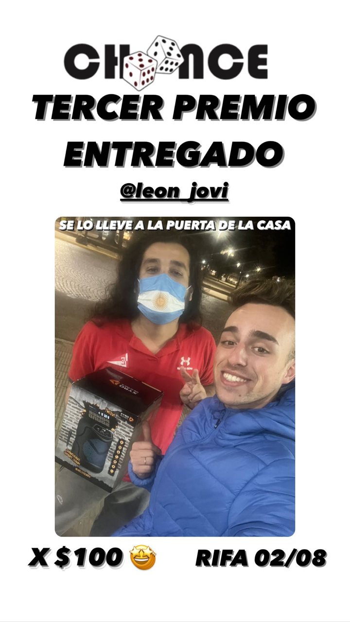 Tercer premio: Con una chance de $100. Se lo llevamos a la puerta de su casa.