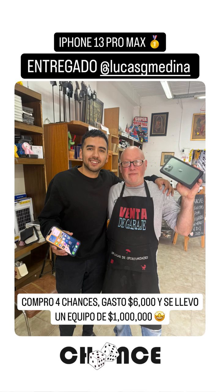 iPhone 13 Pro Max: Lucas M. compró 4 chances por $6.000 y se llevó un equipo de $1.000.000.