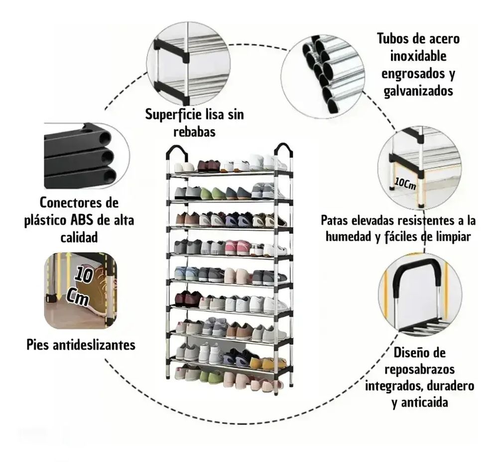 Organizador de Zapatos Metálico 55x26x113cm foto 8